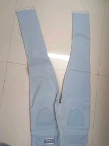 Light Blue Distressed Embroidered Jeans