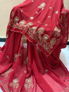 Exquisite Red Embroidered Saree