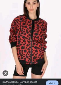 Alexander MqueenRed Leopard Print Bomber Jacket