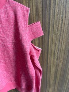 Pink Cut Out Shoulder Sweater