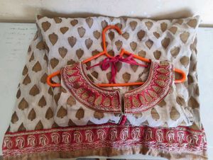 Embroidered Ethnic Kurta Set with churidar and mat