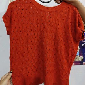 Chic Orange Knit Sweater