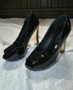 platform Patent Peep-Toe Heels