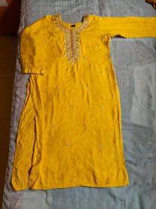 Yellow Embroidered Kurta for Women