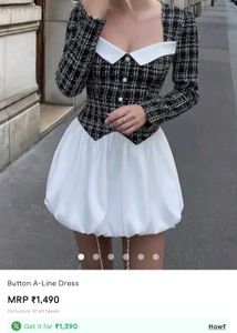 SAVANA Chic Tweed & Bubble Hem Dress