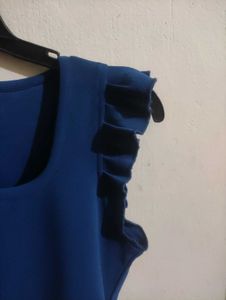 Stylish Blue Cap Sleeve Top