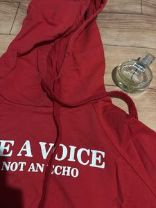 Red "Be A Voice" cropped Hoodie