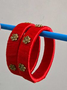 ❤️Vibrant Red Silk Thread Bangles