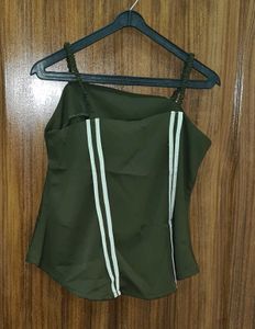 Stylish Olive Green Spaghetti Top