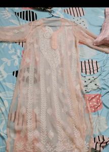 Elegant Peach Chikankari Kurta Set