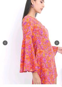 Retro Paisley Bell Sleeve Mini Dress