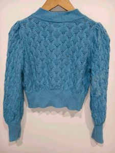Blue Embroidered Cardigan