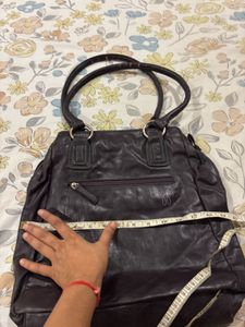Dark Burgundy  Leather Handbag from Baggie