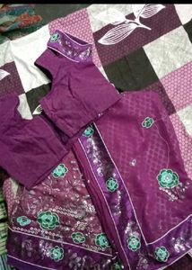 Purple saree with blouse