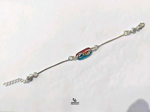 Unique Pure Silver Rakhi with Colorful Design
