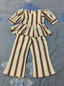 Striped Peplum Kurta with Flared Pants