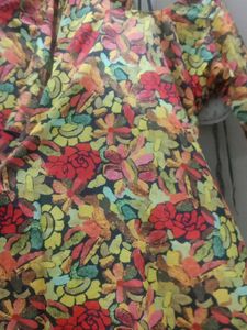 Colorful Floral Kurta Set with Tassel Detail