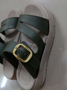 Olive Green Buckle Sandals