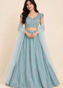 Stunning Blue Sequined Lehenga Choli