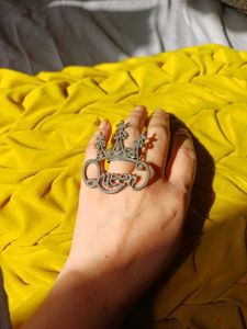 Queen Crown Oxdized black polish Statement Ring