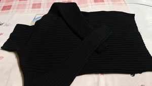 Black Ribbed Turtleneck Sweater