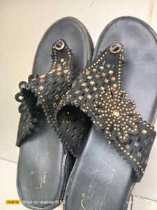 Black Embellished Flats