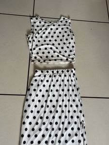 Polka Dot Crop Top and Skirt Set