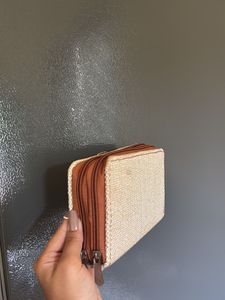 Rustic Jute Zip-Around Wallet