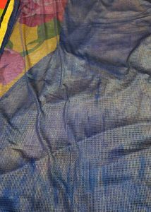Elegant Royal blue net saree golden embroidery