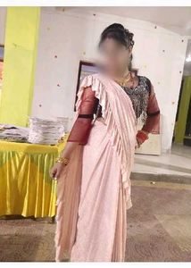 Elegant Pink Saree with Ruffled Sleeves