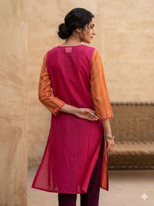 Elegant Pink &amp; Orange Kurta