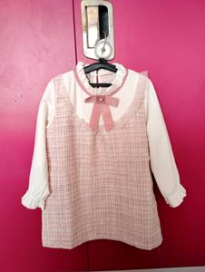 Cute Pink Tweed Girls Dress