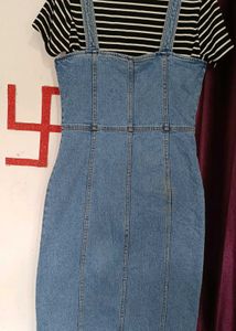 New Blue Denim Midi Dress | Size M