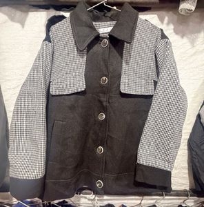 Stylish Houndstooth & Black Jacket