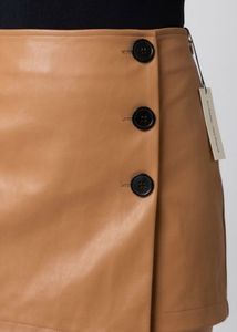 Tan Faux Leather Wrap Skirt