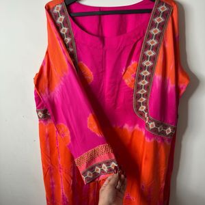 Vibrant Pink &amp; Orange Tie-Dye Kurta