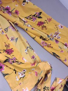 Yellow Floral Tunic Top with long bell sleeves
