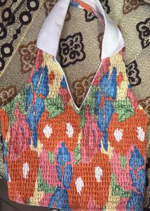 Vibrant Smocked Floral Halter Top