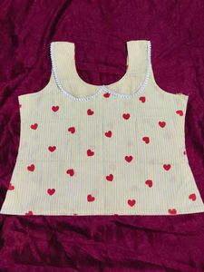 Cute Yellow Heart Print Blouse