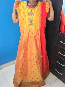 Yellow & Orange Embellished long gown
