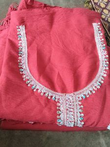Beautiful Red Kurta Set with Embellishments