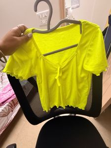 Neon Yellow Trendy Crop Top