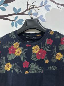 Men's Navy Floral Print T-Shirt (EUROPE )