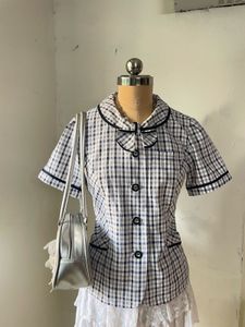 Cute Plaid Blouse with Bow Detail