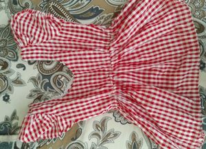 Red Gingham Puff Sleeve Top
