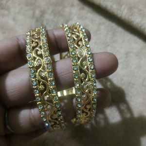 Gold Bangles with Stones pack of 2