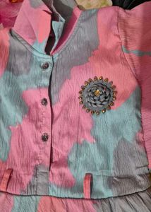 Cute Pink & Blue Tie-Dye Dress Set