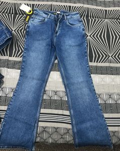 Flared Blue Denim Jeans