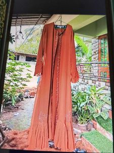 Elegant Orange Abaya Style Gown