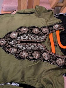 Extremely Elegant Olive Green Embellished Kurta